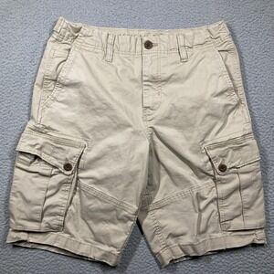 American Eagle Cargo Shorts Mens 32 Beige 10 in Inseam Distressed Gorpcore